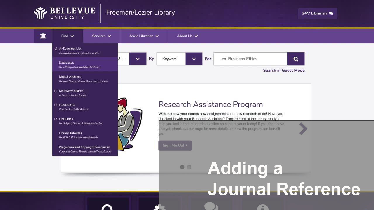 Adding a Journal Reference