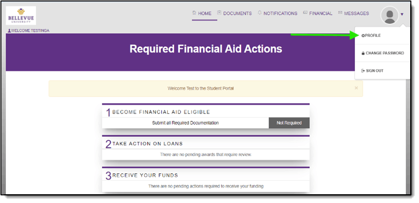 Student Financial Portal Home