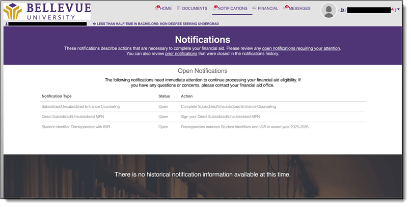 SFP Notifications Tab