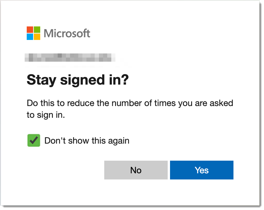 Microsoft "Stay Signed In" option dialogue box