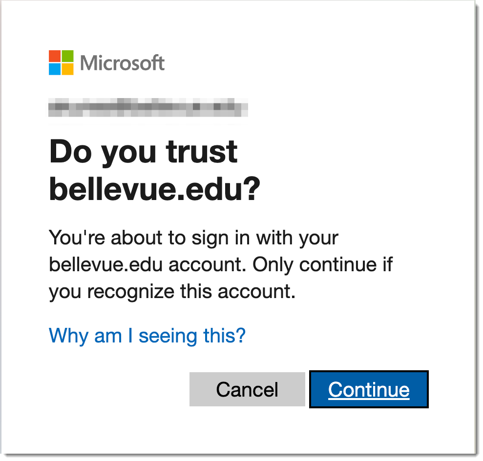 Microsoft trust confirmation for bellevue.edu