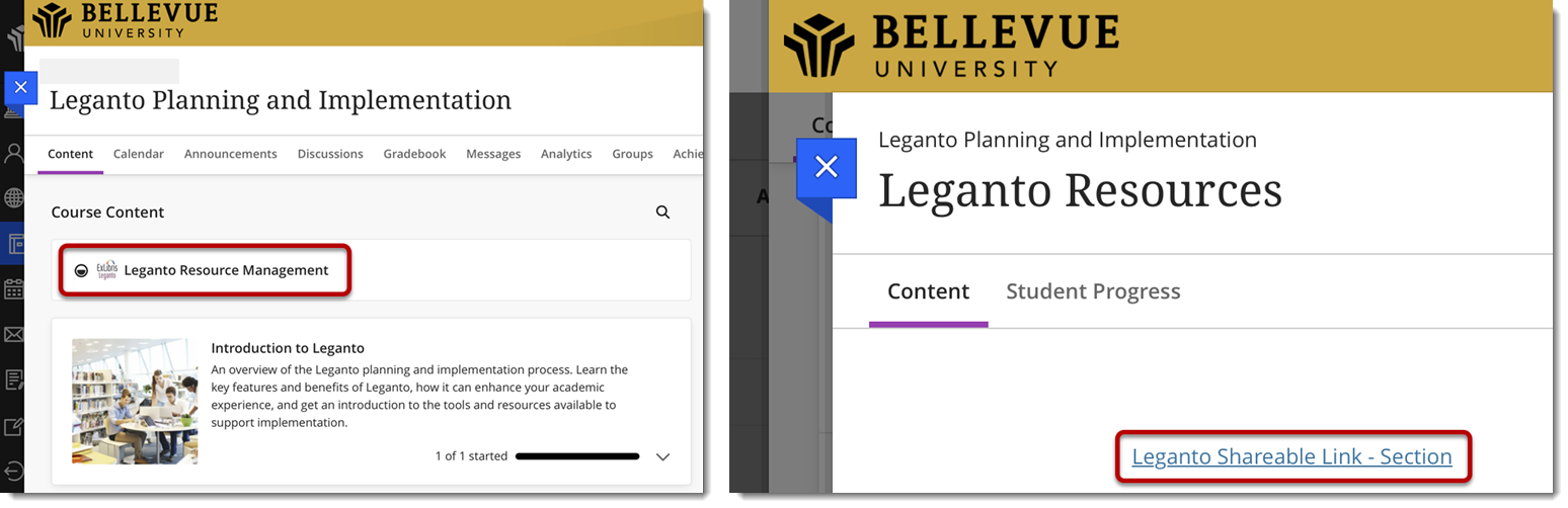 Leganto Links in Blackboard Leganto Links in Blackboard